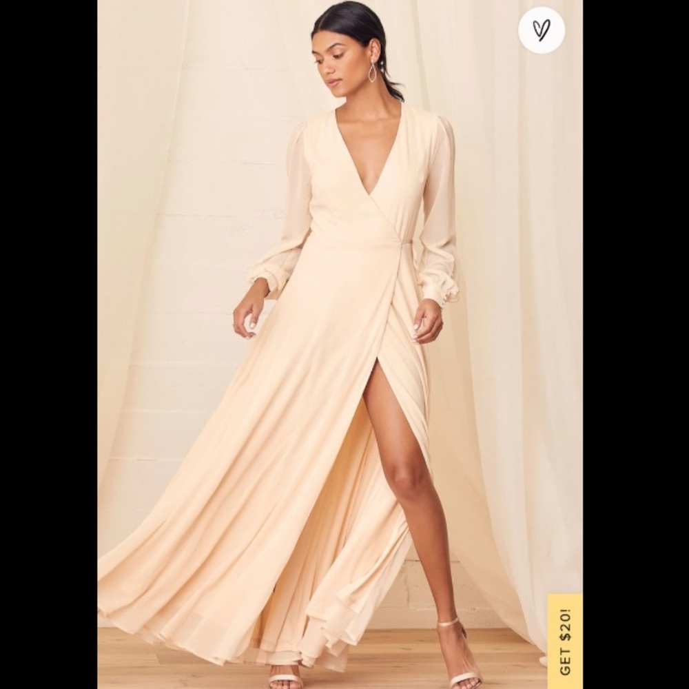 My Whole Heart Cream Long Sleeve Wrap Maxi Dress LARGE OUT OF STOCK WORN ONCE